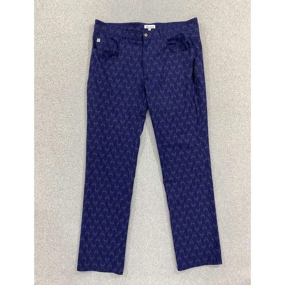 Peter Millar Carrboro Skull Performance Golf Pants Men 35x32 Blue Preppy EB79